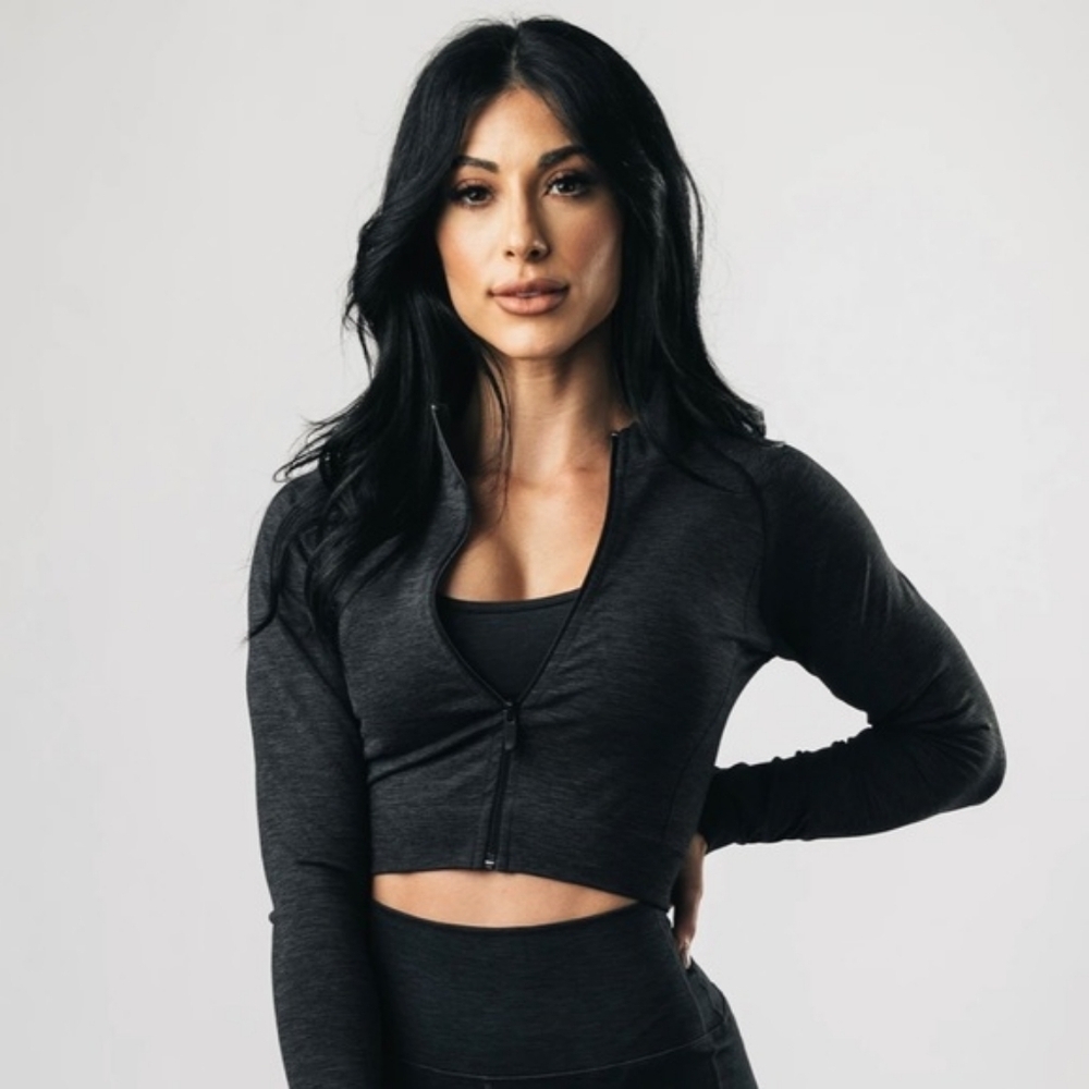 Alphalete Seamless Cropped Jacket - Sea Pebble